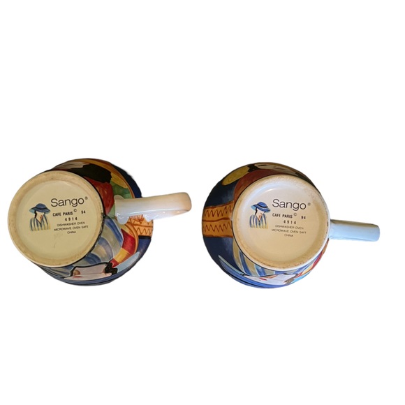 2 Sango Cafe Paris #4914 Porcelain 9oz Vivid Colors Ladies w/Hats Cup Mug - Picture 5 of 5